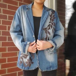 1970s Vtg Denim Jacket Notched Lapel | Size 1X